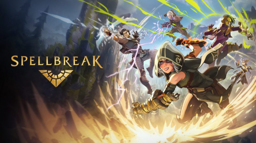 Spellbreak characters running and fighting
