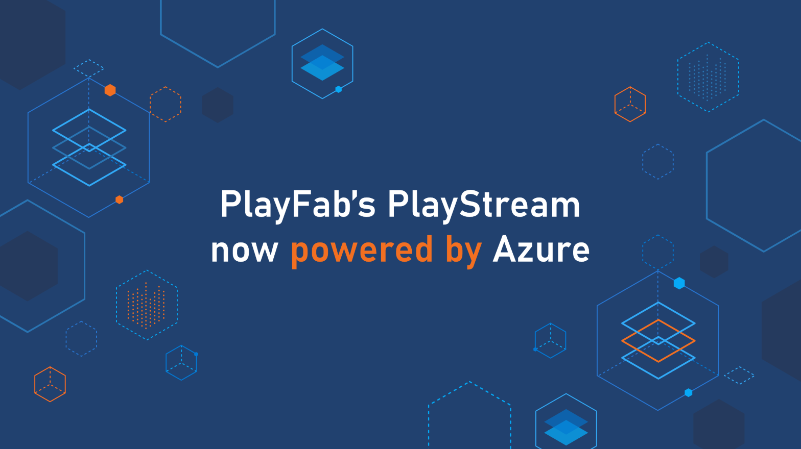 Graphic with the phrase 'PLayfab's PlayStream now powered by Azure'